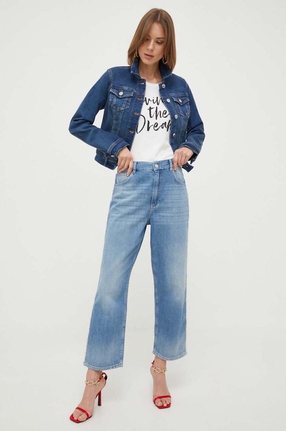 Morgan kurtka jeansowa VPOMI.JEAN.STONE niebieski SS26