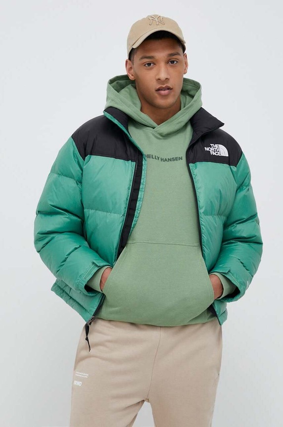 Péřová bunda The North Face 1996 RETRO NUPTSE JACKET s podšívkou zelená NF0A3C8DN111