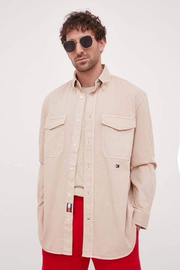Džínová košile Tommy Hilfiger x Shawn Mendes béžová MW0MW31197.PPYX