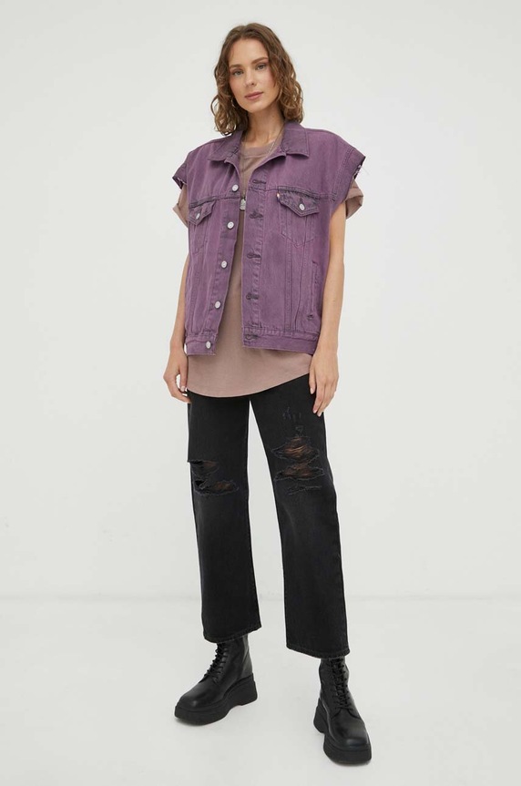 Odzież Levi's bezrękawnik jeansowy A5335.0000 fioletowy
