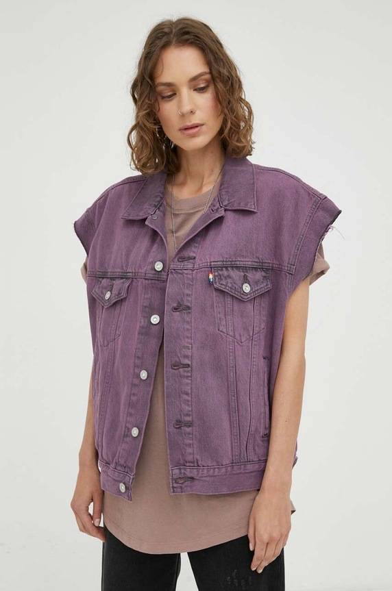 Levi's bezrękawnik jeansowy A5335.0000 fioletowy