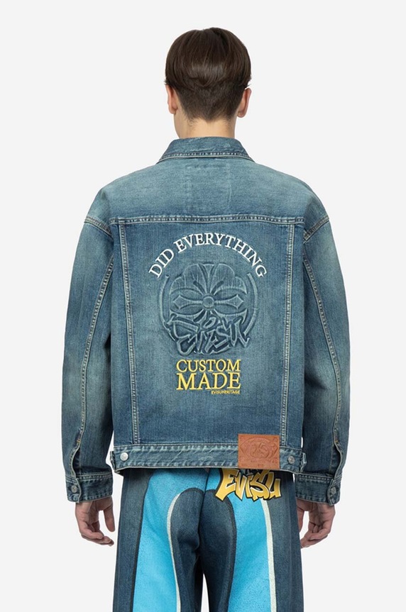 Odjeća Traper jakna Evisu Kamon Embossed Denim Jacket 2ESHTM3DJ710LFCS plava