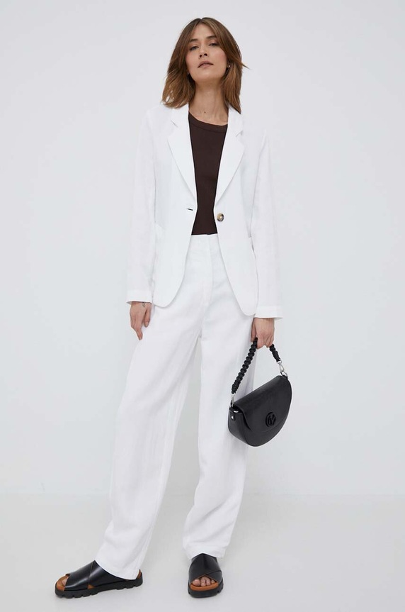 Піджак з домішкою льону Emporio Armani 3R2G74.2NM8Z білий SS23
