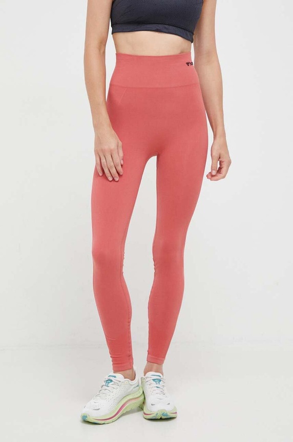 Hummel legginsy sportowe damskie hmlTIF SEAMLESS HIGH WAIST TIGHTS z elastanem czerwony 210492