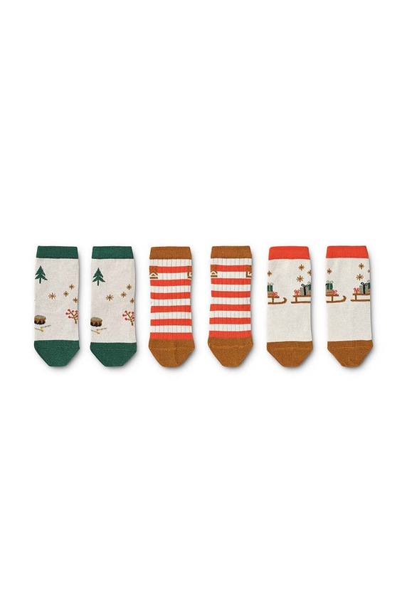 Liewood skarpetki dziecięce 3-pack LW15118 beżowy AW24