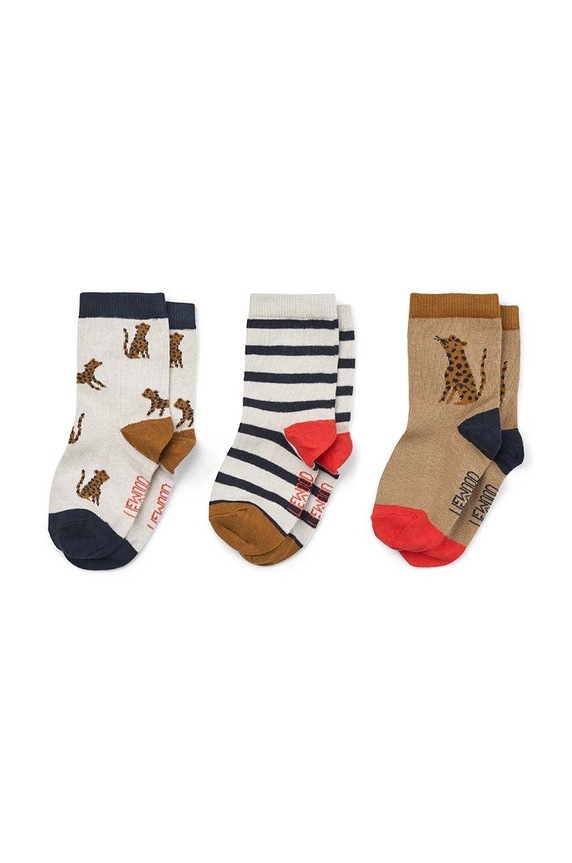 Liewood skarpetki dziecięce 3-pack skarpetki krótkie beżowy LW15118