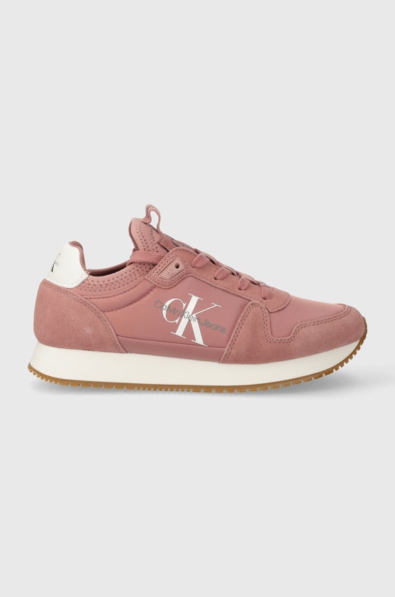 Calvin Klein Jeans sportcipő YW0YW00840 RUNNER SOCK LACEUP NY-LTH W LACE UP velúr bőr rózsaszín YW0YW00840
