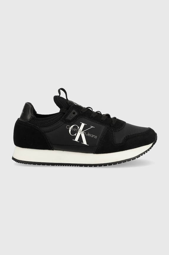Маратонки Calvin Klein Jeans YW0YW00840 RUNNER SOCK LACEUP NY-LTH W велур черен YW0YW00840