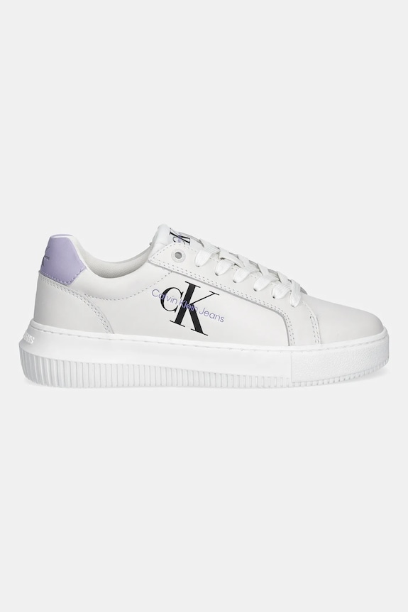 Calvin Klein Jeans sneakersy skórzane YW0YW00823 CHUNKY CUPSOLE MONOLOGO W YW0YW00823 biały AW24