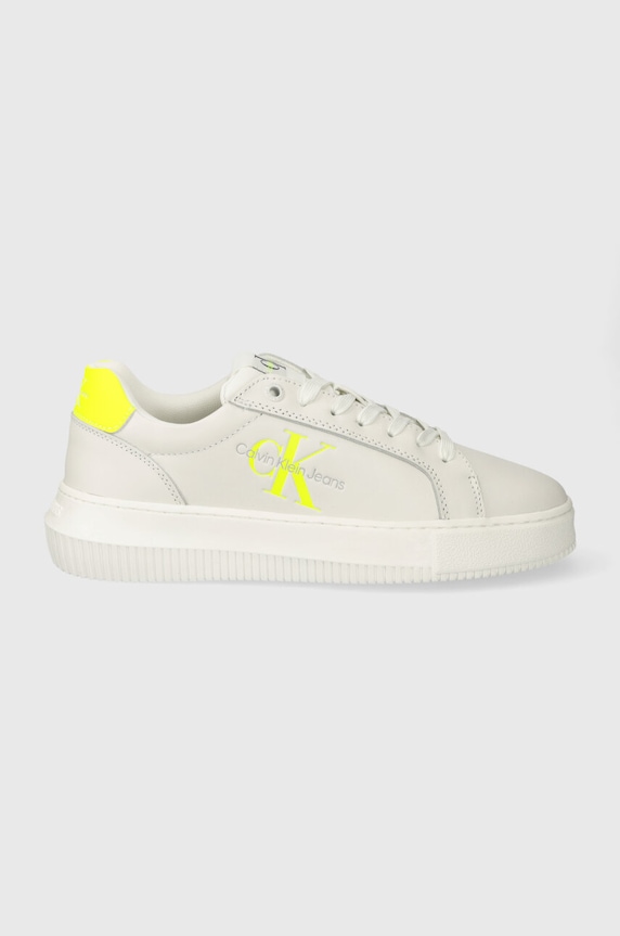 Calvin Klein Jeans bőr sportcipő YWYW823 CHUNKY CUPSOLE MONOLOGO W MONO LTH WN Planet friendly fehér YW0YW00823