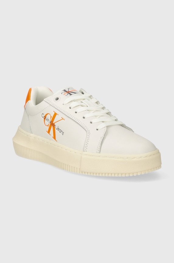 Calvin Klein Jeans bőr sportcipő YW0YW00823 CHUNKY CUPSOLE MONOLOGO W MONO LTH WN YW0YW00823 fehér AW24
