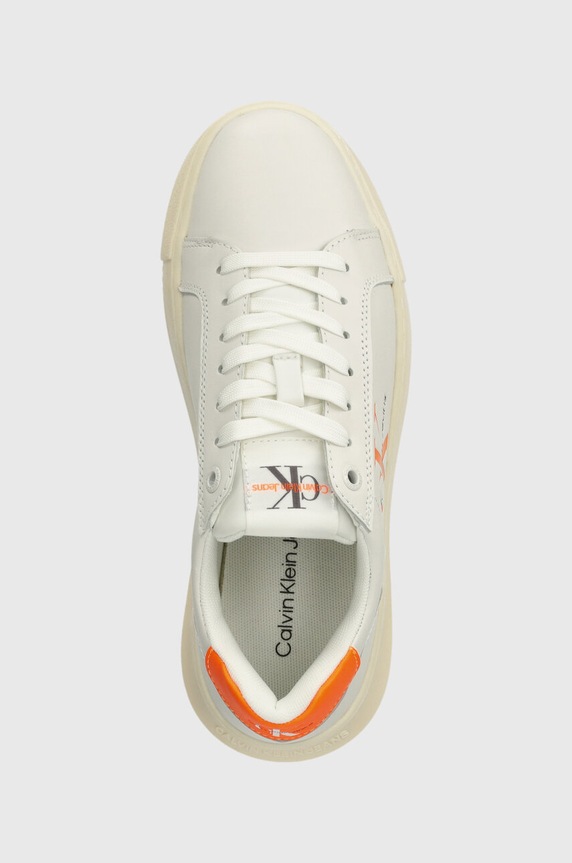 Calvin Klein Jeans bőr sportcipő YW0YW00823 CHUNKY CUPSOLE MONOLOGO W MONO LTH WN fehér YW0YW00823