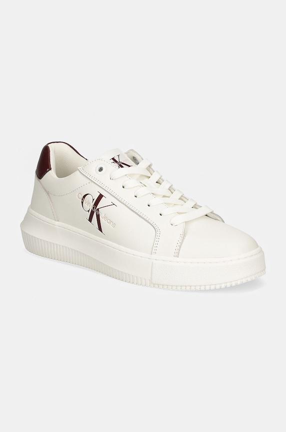 Calvin Klein Jeans bőr sportcipő YW0YW00823 CHUNKY CUPSOLE MONOLOGO W MONO LTH WN Planet friendly fehér YW0YW00823