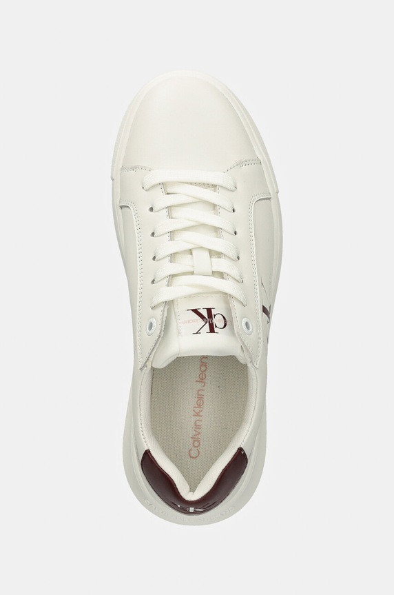 Calvin Klein Jeans bőr sportcipő YW0YW00823 CHUNKY CUPSOLE MONOLOGO W MONO LTH WN fehér YW0YW00823