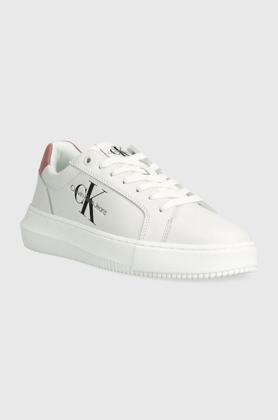 Calvin Klein Jeans bőr sportcipő YW0YW00823 CHUNKY CUPSOLE MONOLOGO W MONO LTH WN YW0YW00823 fehér AW24