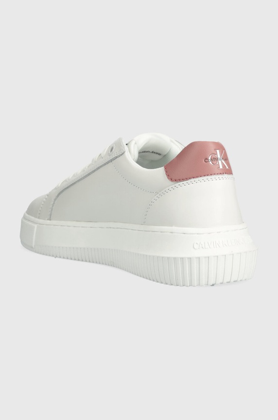 Cipők Calvin Klein Jeans bőr sportcipő YW0YW00823 CHUNKY CUPSOLE MONOLOGO W MONO LTH WN YW0YW00823 fehér