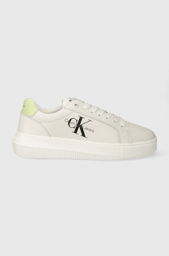Calvin Klein Jeans bőr sportcipő YWYW823 CHUNKY CUPSOLE MONOLOGO W MONO LTH WN Planet friendly bézs YW0YW00823