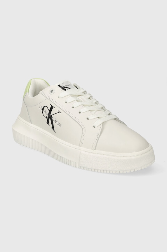 Calvin Klein Jeans bőr sportcipő YWYW823 CHUNKY CUPSOLE MONOLOGO W MONO LTH WN YW0YW00823 bézs AW24