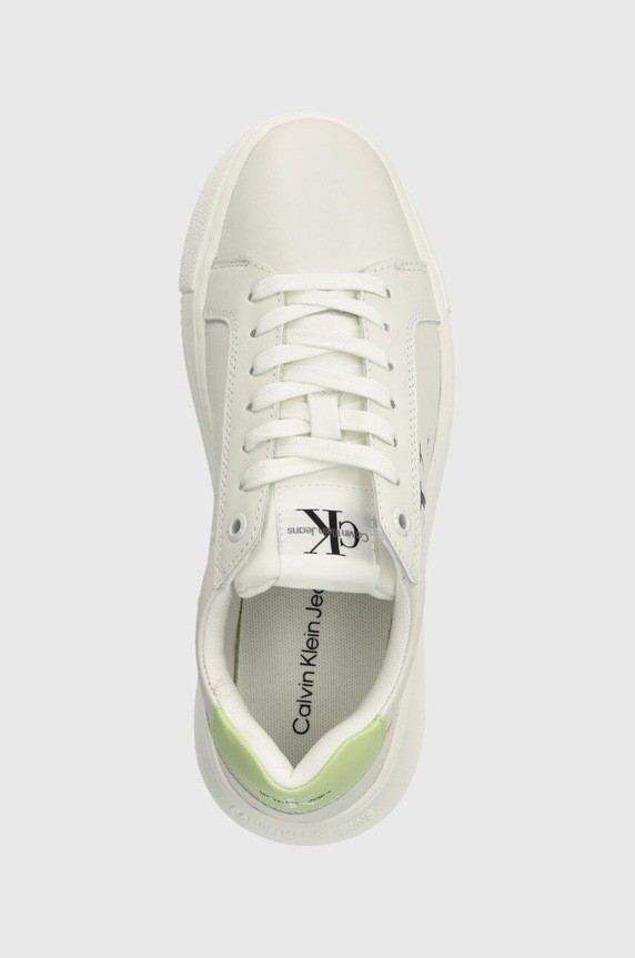Calvin Klein Jeans bőr sportcipő YWYW823 CHUNKY CUPSOLE MONOLOGO W MONO LTH WN bézs YW0YW00823