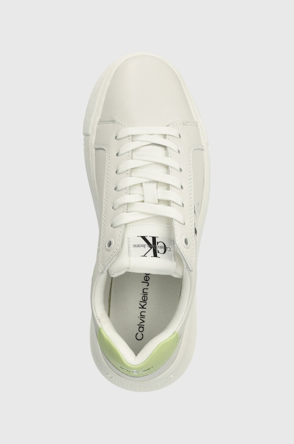 Calvin Klein Jeans bőr sportcipő YWYW823 CHUNKY CUPSOLE MONOLOGO W MONO LTH WN bézs YW0YW00823