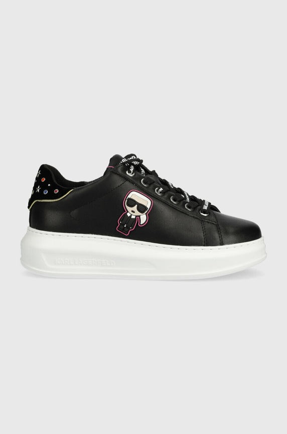 Kožne tenisice Karl Lagerfeld KL62547 KAPRI platforma crna KL62547.000
