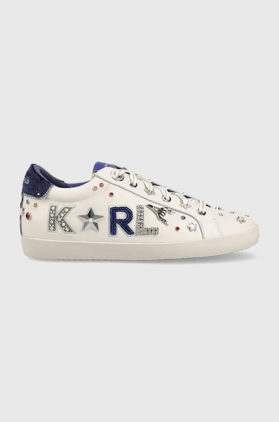 Karl Lagerfeld sneakersy skórzane KL60118 SKOOL syntetyczny biały KL60118.011