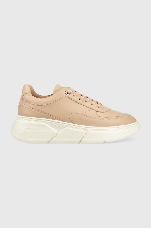 Tommy Hilfiger sneakersy skórzane FW0FW06855 CHUNKY LEATHER SNEAKER Planet friendly beżowy FW0FW06855