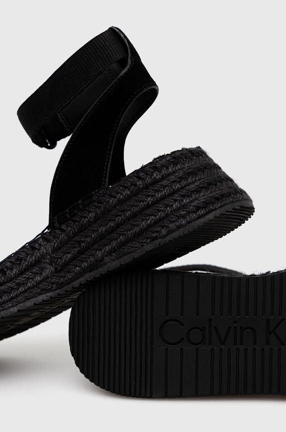 Calvin Klein Jeans szandál SPORTY WEDGE ROPE SU CON fekete YW0YW00977