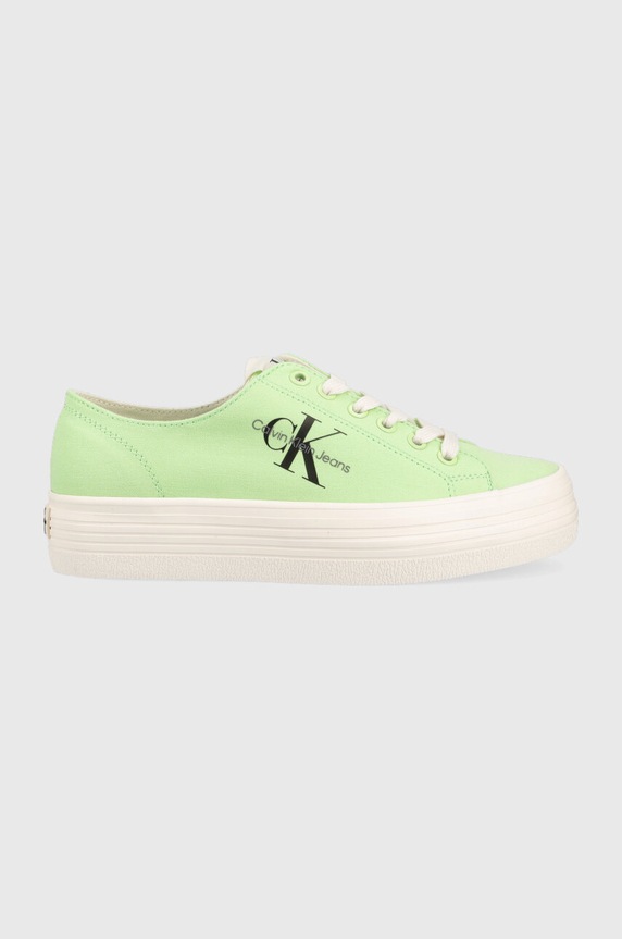 Πάνινα παπούτσια Calvin Klein Jeans VULC FLATFORM ESSENTIAL MONO VULC FLATFORM ESSENTIAL MONO Planet friendly πράσινο YW0YW01030