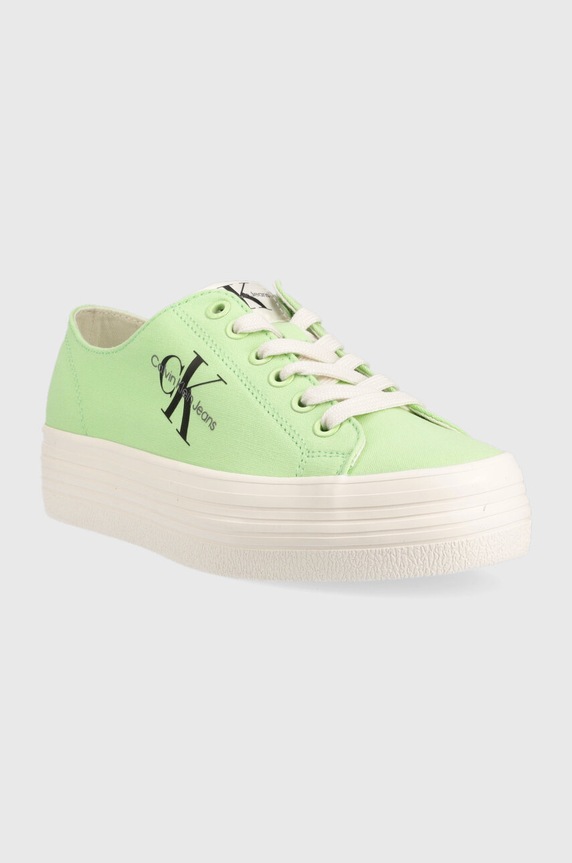 Πάνινα παπούτσια Calvin Klein Jeans VULC FLATFORM ESSENTIAL MONO VULC FLATFORM ESSENTIAL MONO YW0YW01030 πράσινο SS24