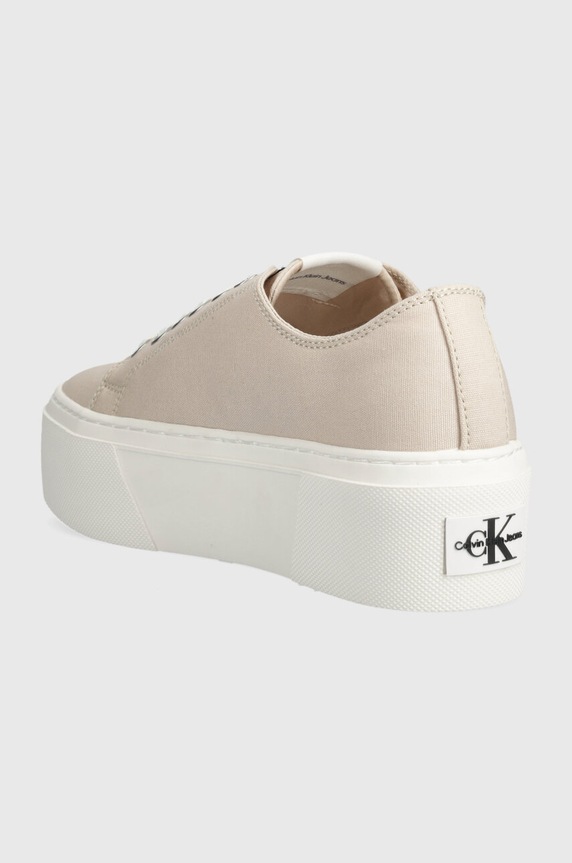 Boty Tenisky Calvin Klein Jeans FLATFORM+ CUPSOLE LOW TXT YW0YW01033 béžová