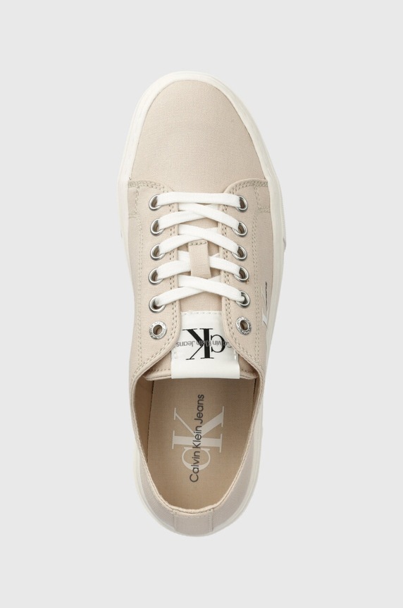 Tenisky Calvin Klein Jeans FLATFORM+ CUPSOLE LOW TXT béžová YW0YW01033