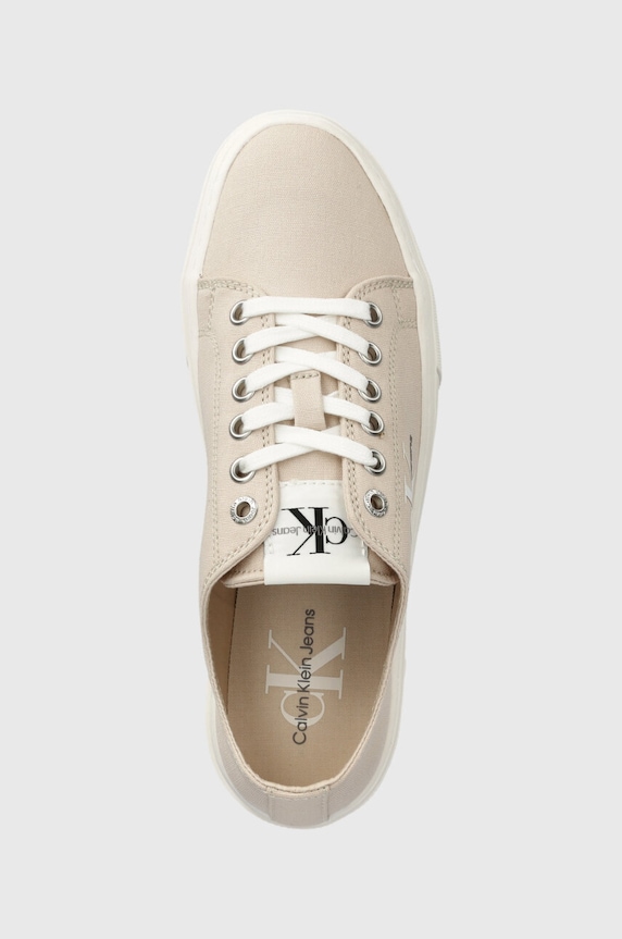 Tenisky Calvin Klein Jeans FLATFORM+ CUPSOLE LOW TXT béžová YW0YW01033