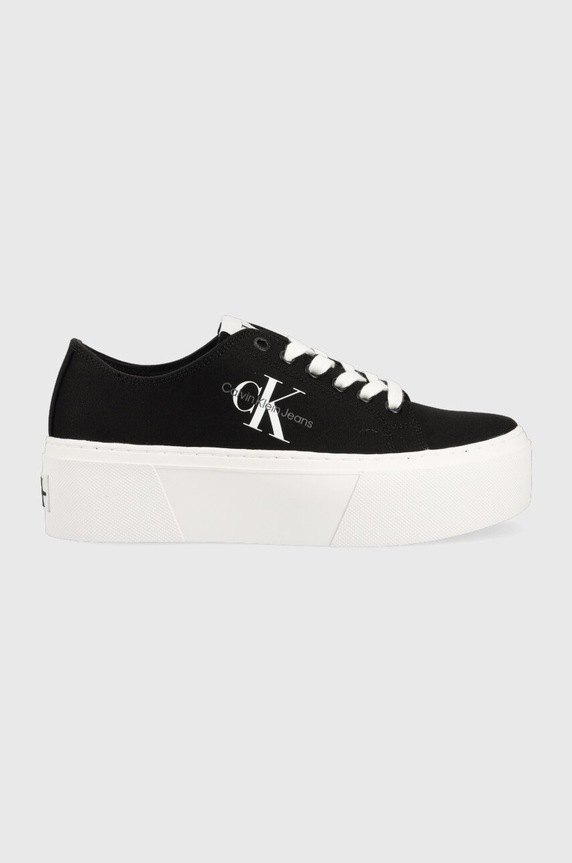 Calvin Klein Jeans scarpe da ginnastica FLATFORM+ CUPSOLE LOW TXT platform nero YW0YW01033