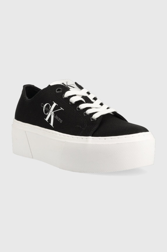 Calvin Klein Jeans scarpe da ginnastica FLATFORM+ CUPSOLE LOW TXT YW0YW01033 nero SS25