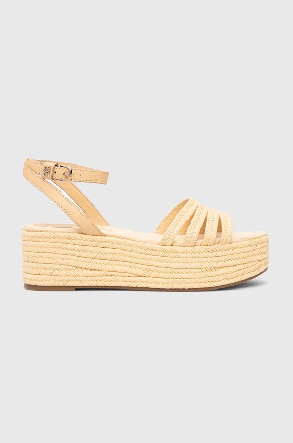 Sandale Tommy Hilfiger ESSENTIAL FLATFORM SANDAL tekstil zlatna FW0FW07161
