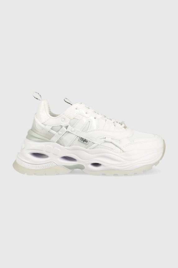 Buffalo sneakers Triplet Hollow finta pelle fiore bianco 1630350.WHT