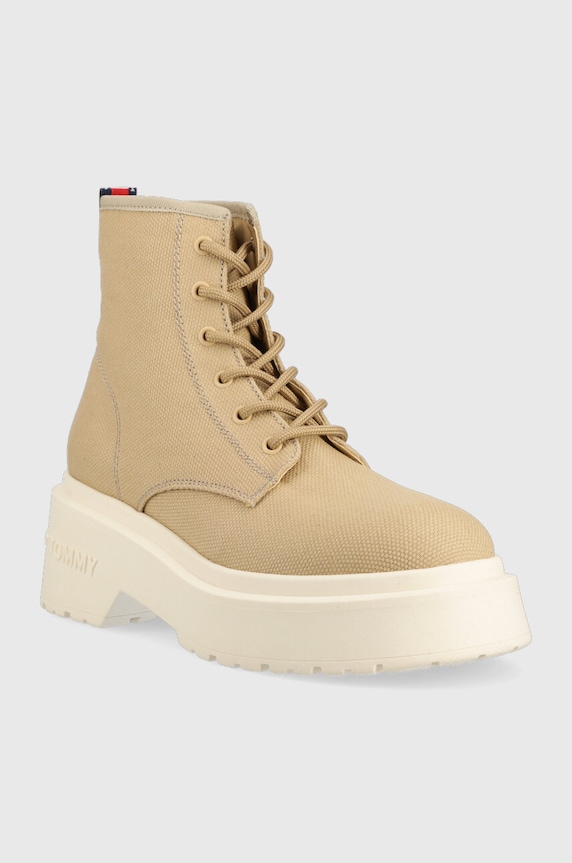 Botky Tommy Jeans LACE UP FESTIV BOOTS EN0EN02133 béžová SS23