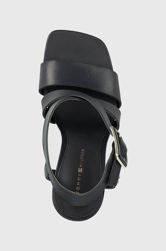 Kožne sandale Tommy Hilfiger HARDWARE BLOCK HIGH HEEL mornarsko plava FW0FW07016