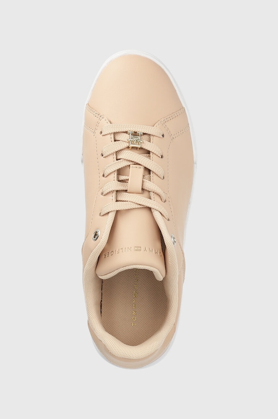 Δερμάτινα sneakers Tommy Hilfiger COURT SNEAKER GOLDEN TH μπεζ FW0FW07116