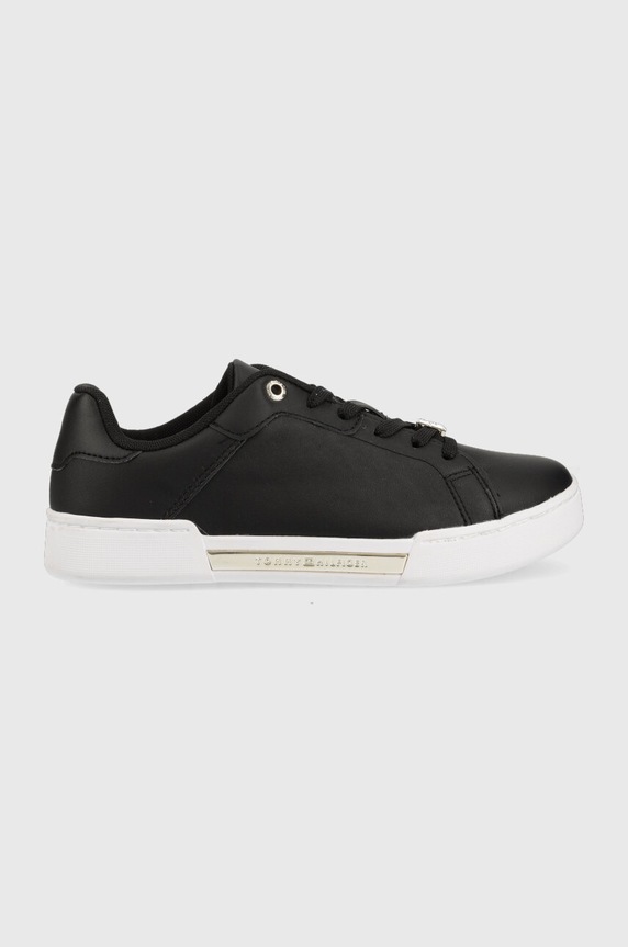 Tommy Hilfiger sneakersy skórzane COURT SNEAKER GOLDEN TH tekstylny czarny FW0FW07116