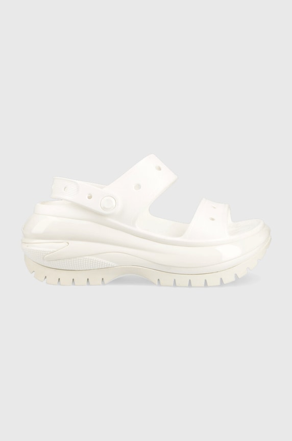 Crocs ciabatte slide Classic Mega Crush Sandal platform bianco 207989.100