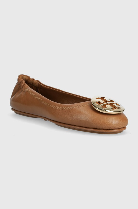 Tory Burch baleriny skórzane Minnie Travel Ballet 50393.232.N brązowy SS23