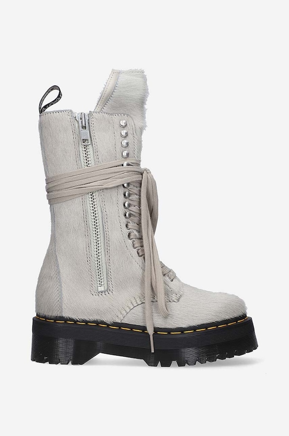 Rick Owens workery zamszowe Fur Boots x Dr. Martens sznurowanie szary DW02B3801.0049.PEARL