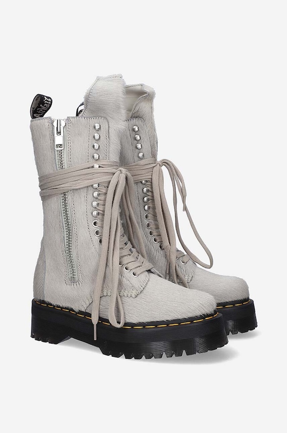 Rick Owens workery zamszowe Fur Boots x Dr. Martens DW02B3801.0049.PEARL szary