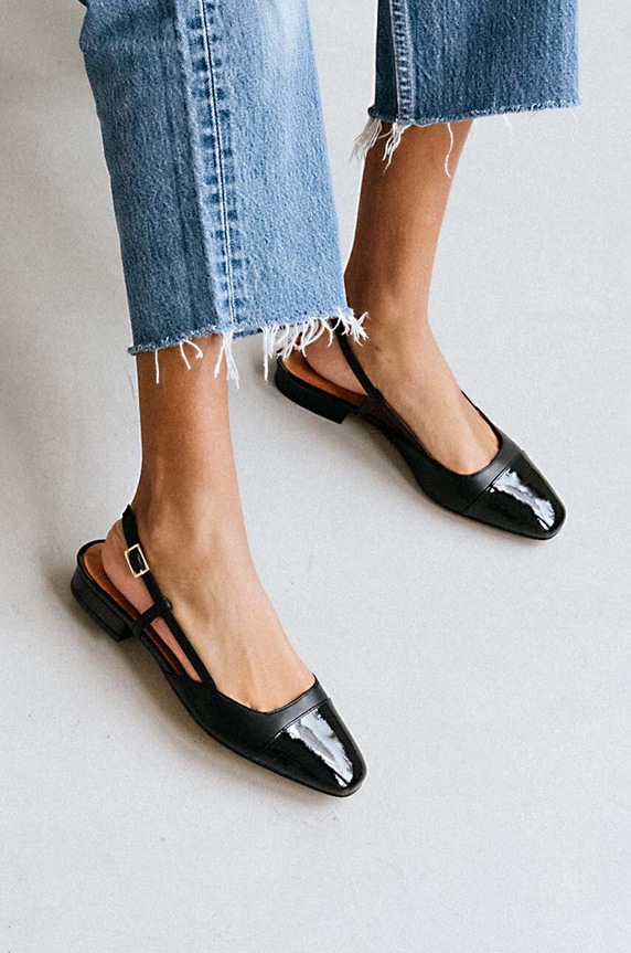 Jonak baleriny skórzane DHAPOU VERNIS CUIR 6000255 czarny