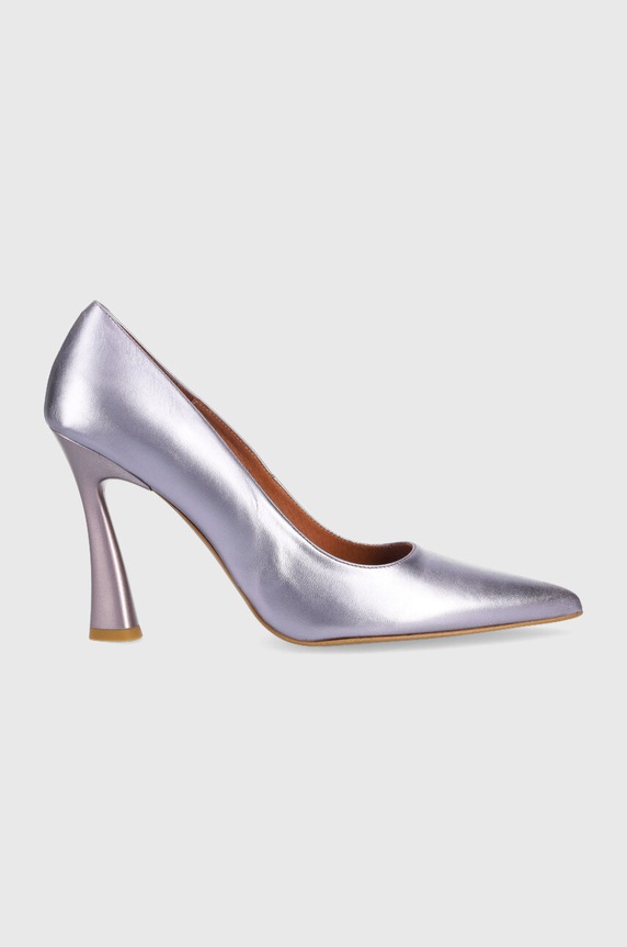 Usnjene visoke pete Jonak DABATE CUIR METALLISE več kot 8 cm vijolična 3400175