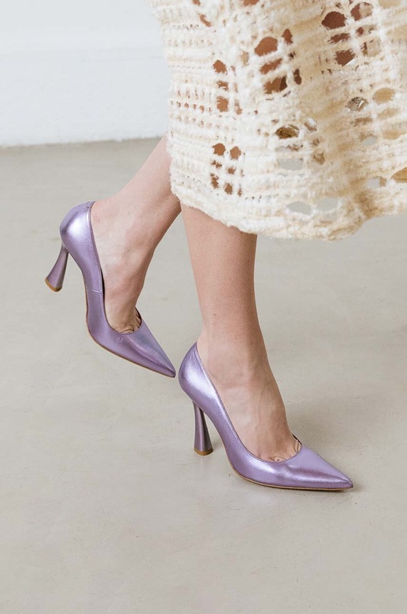 Usnjene visoke pete Jonak DABATE CUIR METALLISE 3400175 vijolična