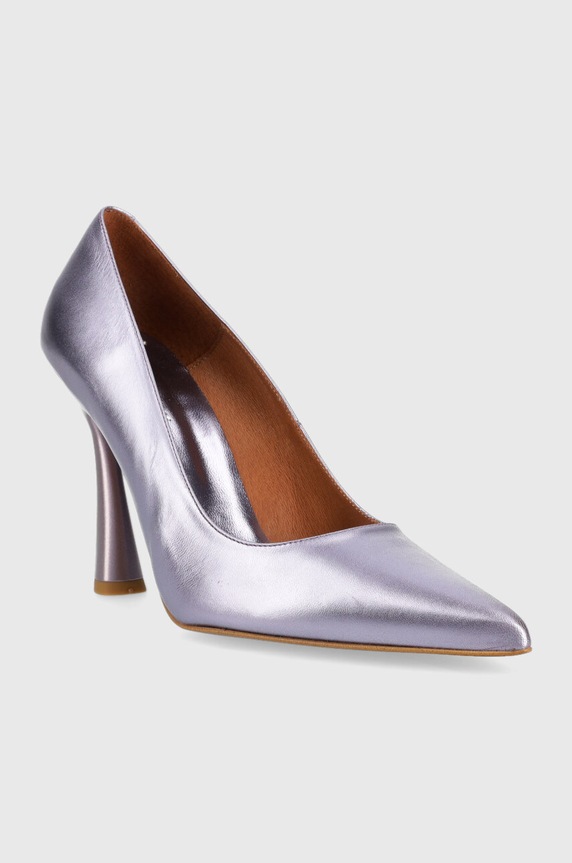 Usnjene visoke pete Jonak DABATE CUIR METALLISE 3400175 vijolična SS23