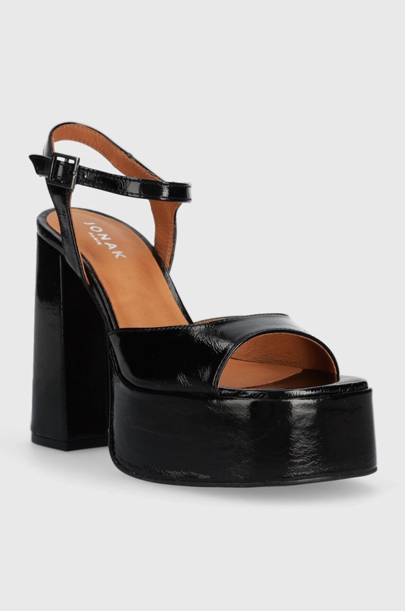 Jonak sandały skórzane BASILE CUIR BRILLANT 3400110 czarny SS23